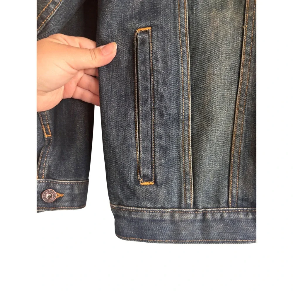 Old Navy‎ Women Denim Jacket Dark Wash Button Front Classic Fit Casual
